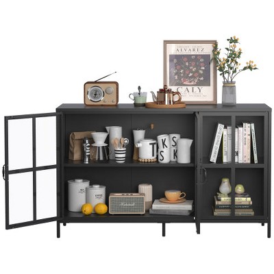 LunaLulinlk Heavy Duty Metal Modern Sideboard Buffet Cabinet with Storage Premium Steel Storage Cabinet ,Adjustable Feet