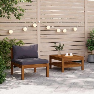vidaXL Garden Sofa Set Dark Grey Solid Acacia wood, Polyester Medium - 1 of 4
