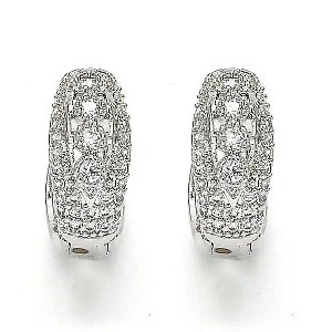 RMZ GOLD NYC 14k White gold filled Huggie Hoop, with Cubic Zirconia, Rhodium - 1 of 1