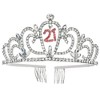 Juvale 21st Birthday Sash and Crown Set, Finally 21 Hot Pink Reflective Sash and Rhinestone Crown Tiara for 21st Birthday Party Supplies - 3 of 4