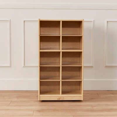 Blue 10-Cubby Birch Plywood Kids Storage Cabinet