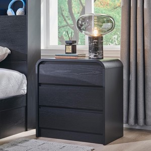 SinCiDo Modern Nightstand w/Charging Station, 25" Tall Wood Bedside Table w/3 Storage Drawers, End Table for Bedroom, Living Room - 1 of 4