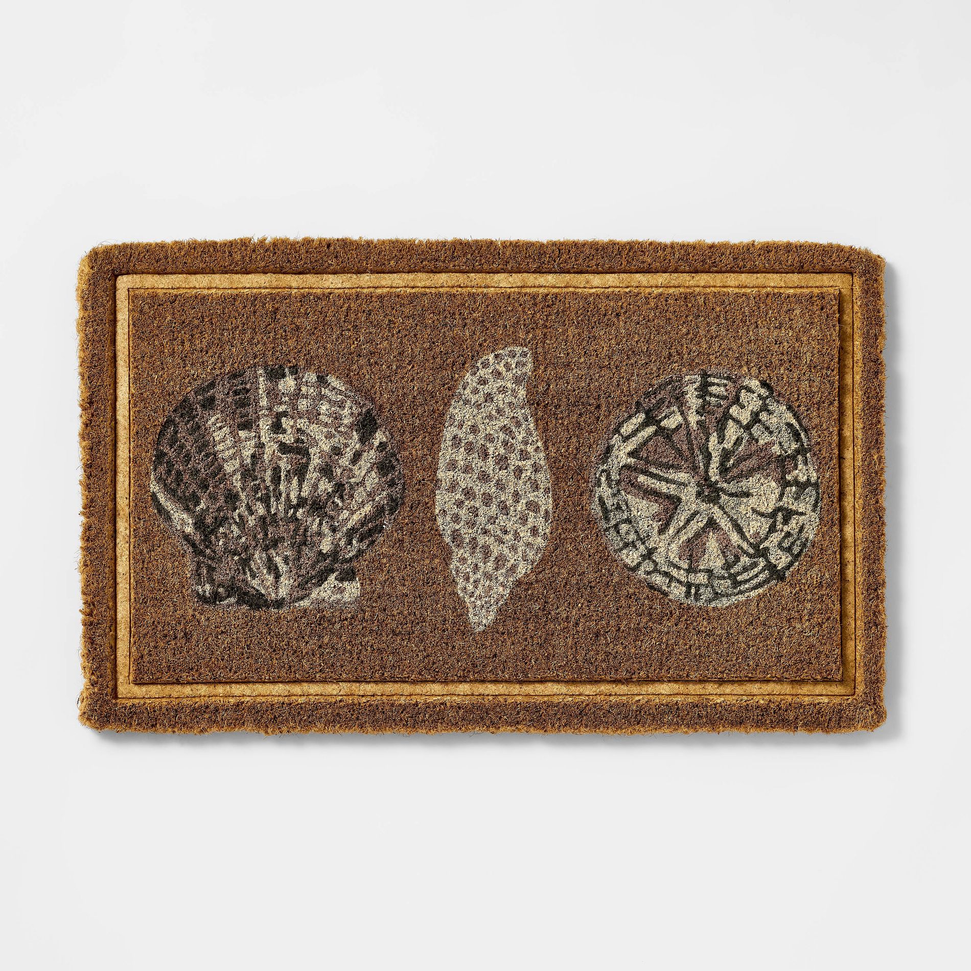Embossed Seashells Coir Doormat Natural/Blue - Threshold™ designed with Studio McGee