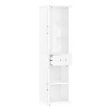 Cesicia Tall Bathroom Storage Cabinet White Two Different Size Doors and Adjustable Shelf MDF Board with Painted Finish - 2 of 4