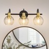 DORESshop 20 in. 3-Light Matte Black and Gold/Gold Industrial 3-Light Bathroom Vanity Light with Clear Glass Globe Shades Bathroom - 2 of 4