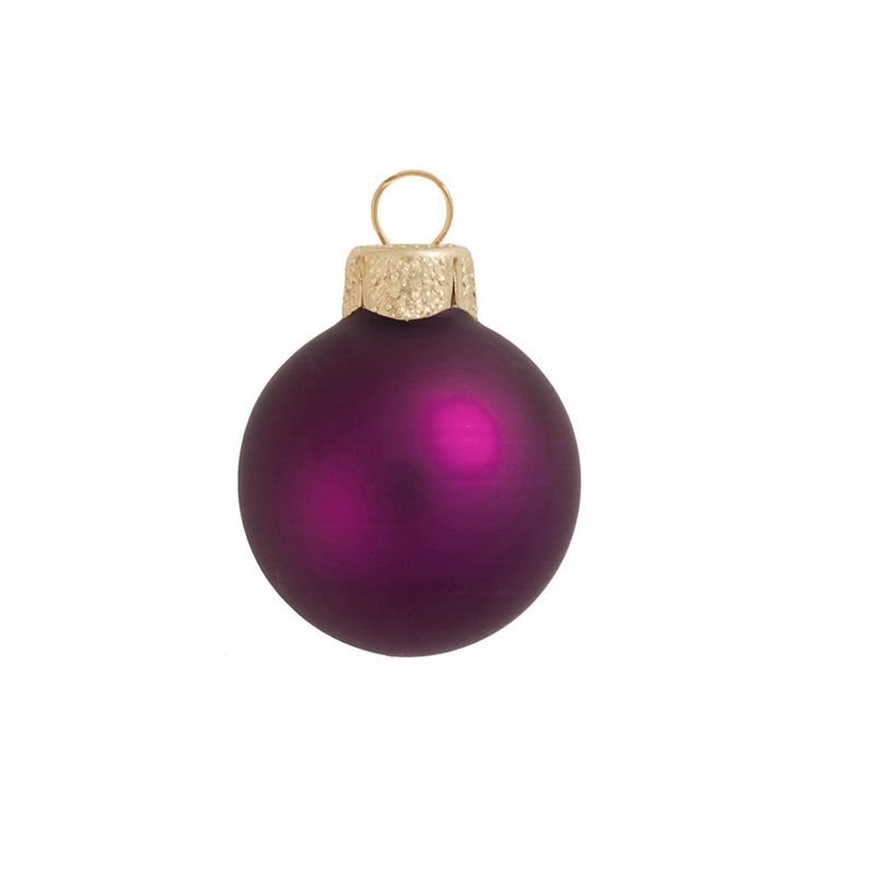 Northlight Matte Finish Glass Christmas Ball Ornaments - 2.75" (70mm) - Plum Purple - 12ct, 1 of 2