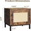 GustoWave Rattan Nightstand Set Of 2, Modern Farmhouse End Table With Storage Cabinet And 1 Door Or Living Room Bedroom, Brown+Black - 3 of 4