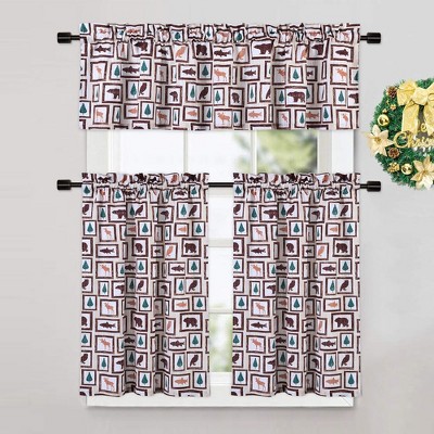 Whizmax Christmas Theme Print Small Window Curtains