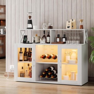 Jojoka Bar Cabinet with Led Light,Coffee Cabinet with Rack and Glass Holder for Kitchen - 1 of 4