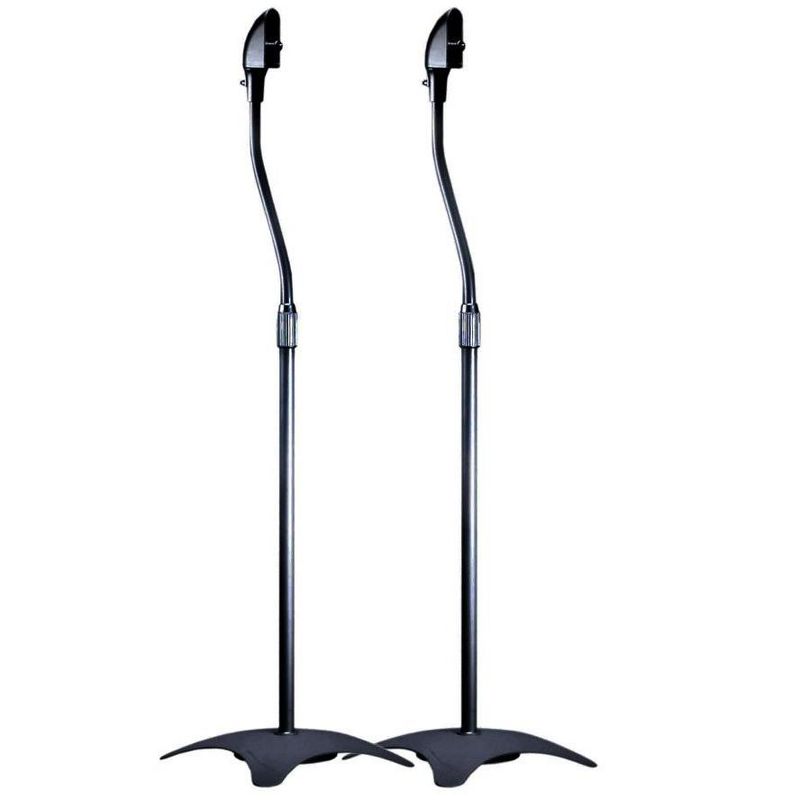 Monoprice Satellite Speaker Floor Stands - Black (Pair) Supports Up to 5 Lbs. Each, Height Adjustable (26.8 to 43.3 Inches), 1 of 5