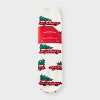 Kids' 2pk Christmas Tree Cars & Plaid Cozy Crew Socks with Gift Card Holder - Wondershop™ White - 2 of 3