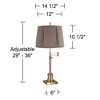 360 Lighting Westbury 36" Tall Skinny Large Traditional End Table Lamp Swing Arm Gold Antique Brass Finish Single Khaki Gray Shade Living Room Bedroom - 4 of 4