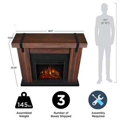 Chestnut Barnwood Free-Standing Electric Fireplace with Mantel