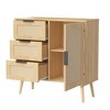 PDTEND Modern Rattan Wood Storage Cabinet Sideboard - 3 of 4