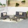 Christopher Knight 3pc Home Brava Outdoor Acacia Wood Conversation Set Gray Finish - 3 of 4