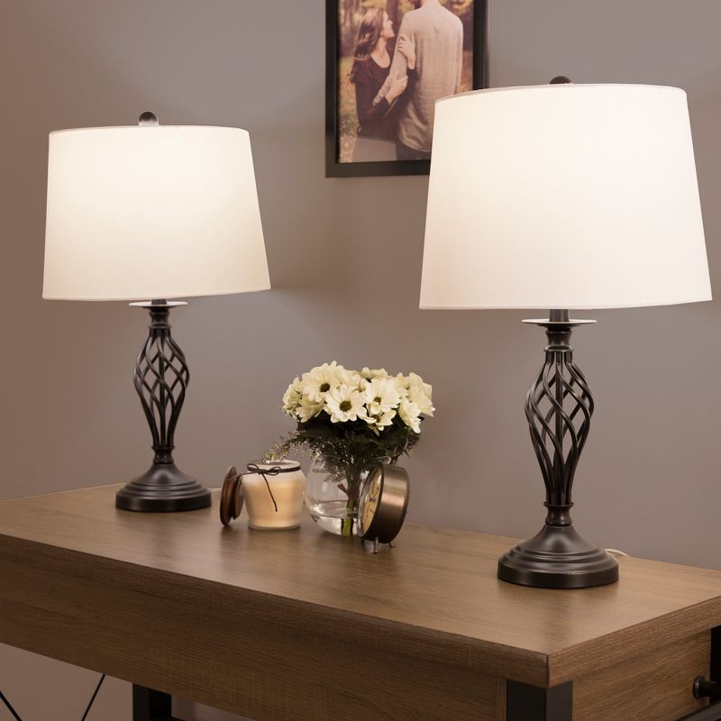 Hastings Home Metal Spiral Cage Table Lamp Set – Bronze, 2 Pieces, 3 of 6