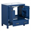 Bathroom vanity set with ceramic sink, modern bathroom cabinet, soft-close doors and drawers, hardwood frame. - 3 of 4