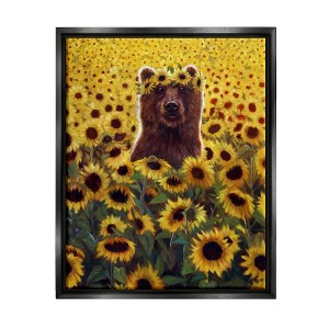 Stupell Industries Happy Bear Sunflower FieldFloater Canvas Wall Art - 1 of 4