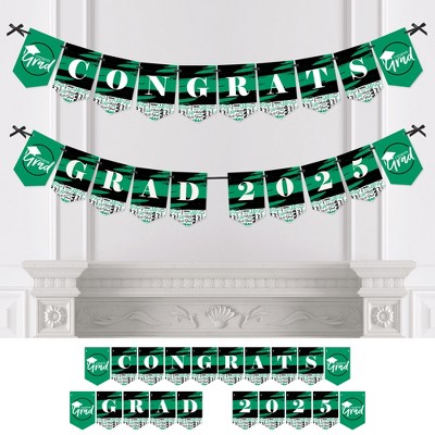 Big Dot of Happiness Green Graduation Bunting Banner - Party Decorations - Congrats Grad 2025