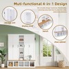 4-in-1 Hall Tree Entryway Bench Storage Bench Mudroom Coat Rack with Hooks, Storage Cabinet & Shelves, White/Black/Blue-ModernLuxe - 3 of 4
