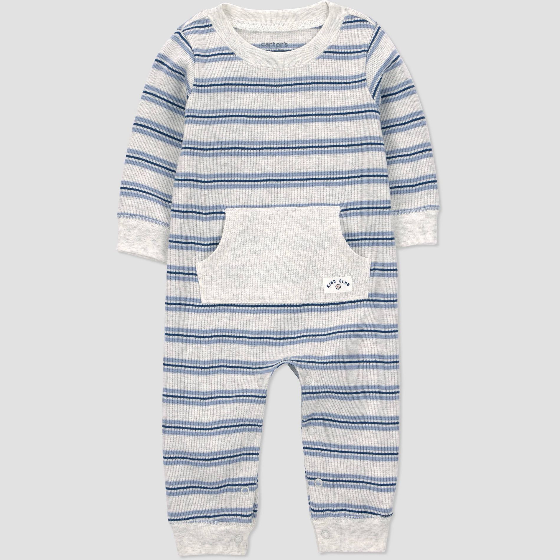 Carter's Just One You®️ Baby Boys' Striped Thermal Romper- Gray