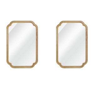 Spassway Sets of 2 Irregular Rectangle Wall Mirrors with Round Edge Wood Frame Wall Mounted Vanity Mirror Decorative for Bedroom Bathroom Living Room - 1 of 4