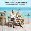 2-Person Foldable Wood Outdoor Bench with Backrest and Armrests for Garden, Porch, Park, Balcony - 4 of 4