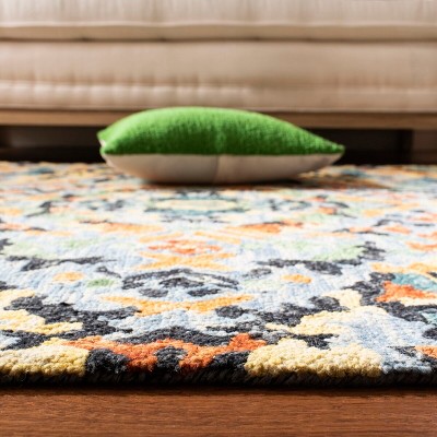 Blossom 4' x 6' Blue Wool Handmade Tufted Area Rug