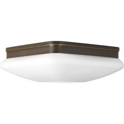 Brushed Nickel Square Flush Mount with Etched Opal Glass Shade