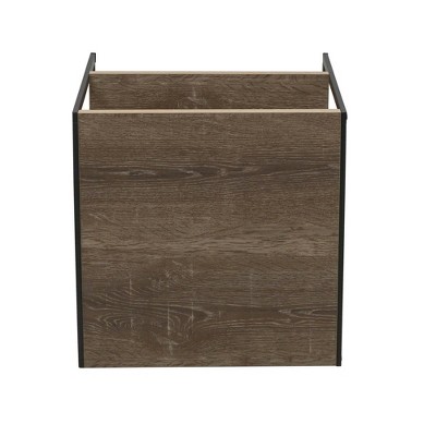 Ashwood and Black Metal Square End Table with Storage Shelf