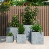 LeisureMod Fern 5-Piece Square Stone Planter Set with Drainage Holes and Covers, All-Weather Design for Indoor/Outdoor Use - 3 of 4