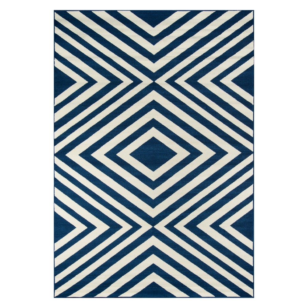 Momeni Baja Indoor/Outdoor Zig-Zag Navy 2'3in X 4'6in Accent Rug