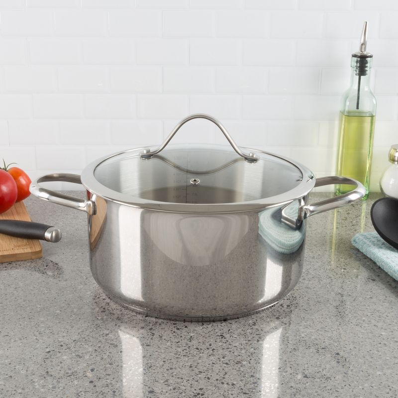 Hastings Home 6-Quart Stainless Steel Large Stock Pot with Tempered Glass Lid and Vent Hole, 2 of 7