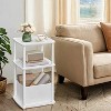 Side Table Nightstand End Table with 3 Storage Shelves Fabric Basket for Bedroom Living Room Ebony Walnut - 2 of 4