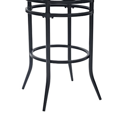 Rachel Black Metal Swivel Barstool with Leather Cushion