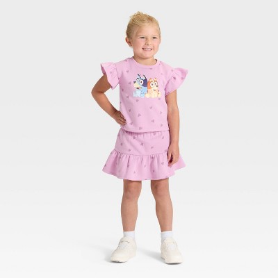 Toddler Girls' 2pc Bluey Bingo Short Sleeve Top and Skort Set - Pink