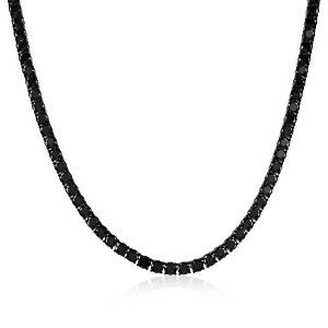 Metallo Stainless Steel, 5mm Round CZ Tennis Necklace - Black Plated - Black - 24 Inch - 1 of 4