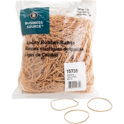 Business Source Rubber Bands Size 18 1 lb./BG 3"x1/16" Natural Crepe 15735