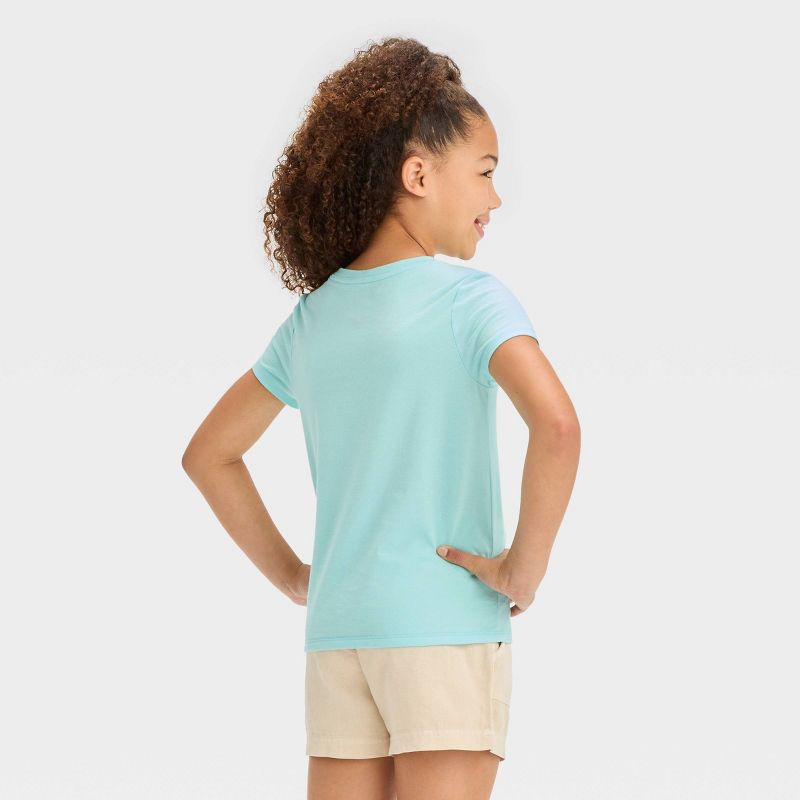 Girls' Short Sleeve 'Zebra' Graphic T-Shirt - Cat & Jack™ Light Turquoise, 4 of 5