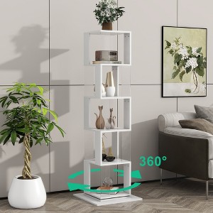 MAYEERTY 5-tier Rotating Bookshelf with Acrylic Plates, Student Multi-Function Creative Rack for Living Room, Anti-Toppling Base - 1 of 4