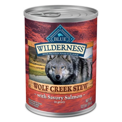 Blue Buffalo Wilderness Wolf Creek Stew High Protein Natural Wet Dog Food Savory Salmon Stew in Gravy - 12.5oz