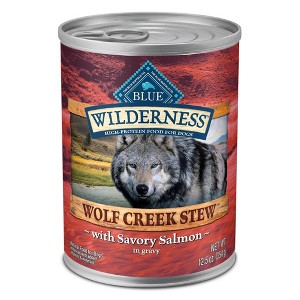 Blue Buffalo Wilderness Wolf Creek Stew High Protein Natural Wet Dog Food Savory Salmon Stew in Gravy - 12.5oz - 1 of 4