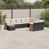 vidaXL 10 Piece Patio Sofa Set with Cushions Black Poly Rattan - Black and Cream - 2 of 4