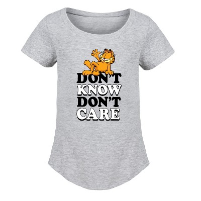 Girls' - Garfield - Don't Know Don't Care Fitted Short Sleeve Graphic T-Shirt