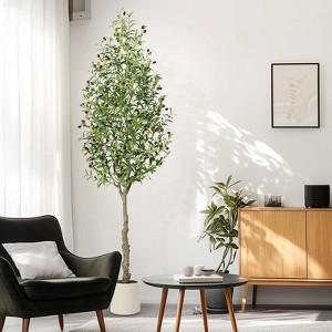 Whizmax Olive Trees Artificial Indoor, 5/6/7FT Tall Olive Tree Plants, Faux Olive Tree with Realistic Trunk, Leaves, Fruits for Home Office Decor - 1 of 4