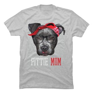Men's Design By Humans Mother's Day Pittie Mom Pitbull Dog Lovers By dandingroz T-Shirt - 1 of 2