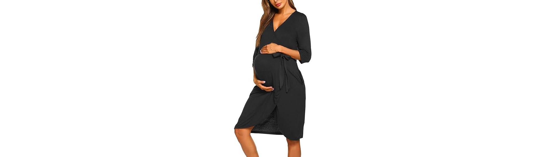 Ekouaer Maternity Robe Nursing Robes for Hospital Labor Delivery V Neck Pregnancy Bathrobe Womens Postpartum Nightgown