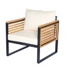 2-Pack Acacia Wood & Metal Outdoor Chairs with Cushions, Waterproof Beige Seat Armchairs for Patio or Balcony Lounge Seating-Cuddlewood - 3 of 4
