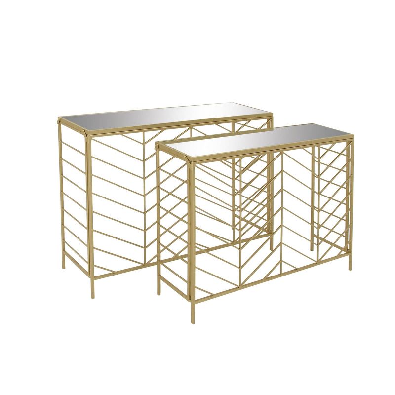 Set of 2 Contemporary Console Tables Gold - Olivia &#38; May, 4 of 5