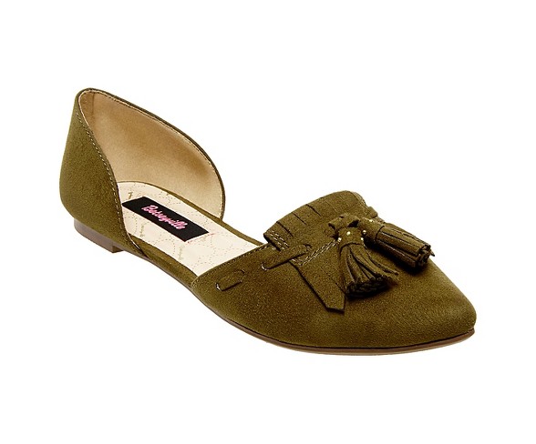 Women's Betseyville Inked Tassel D'Orsay Pointy Toe Flats - Olive 5.5